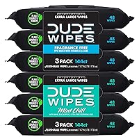 DUDE Wipes - Flushable Wipes - 6 Pack, 288 Wipes - Unscented & Mint Chill Combo, Extra-Large Adult Wet Wipes with Vitamin-E & Aloe for at-Home Use - Septic and Sewer Safe