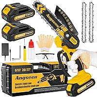 Mini Chainsaw Cordless 6 Inch, Electric Chainsaw Chain Saw Battery Powered, Small Hand Chainsaw With 2 2.0Ah Battery and 2 Super Chains for Tree Trimming, Branches, Wood Cutting (2023 Upgrade)