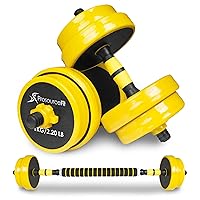 ProsourceFit Adjustable Dumbbell & Barbell Weight Set, 2-in-1 Free Weights Available 55Lbs, Home Gym Equipment