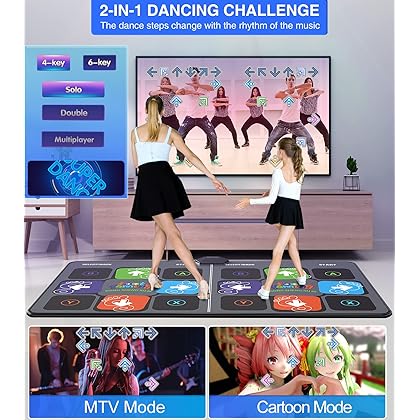 HAPHOM Dance Mat for Adult Kids, Electronic Dance Mat for TV, Portable HDMI Wireless Musical Double Game Dance Floor Electronic Dance Mats with Multi-Modes for Exercise (Gray)