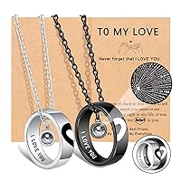 UNGENT THEM I Love You 100 Languages Necklaces Gifts to Boyfriend, Girlfriend, Husband, My Love, Anniversary Valentines Day Birthday Christmas Gift for Him Her