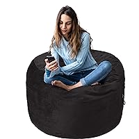 Amazon Basics Memory Foam Filled Bean Bag Chair with Microfiber Cover, 3 ft, Black, Solid