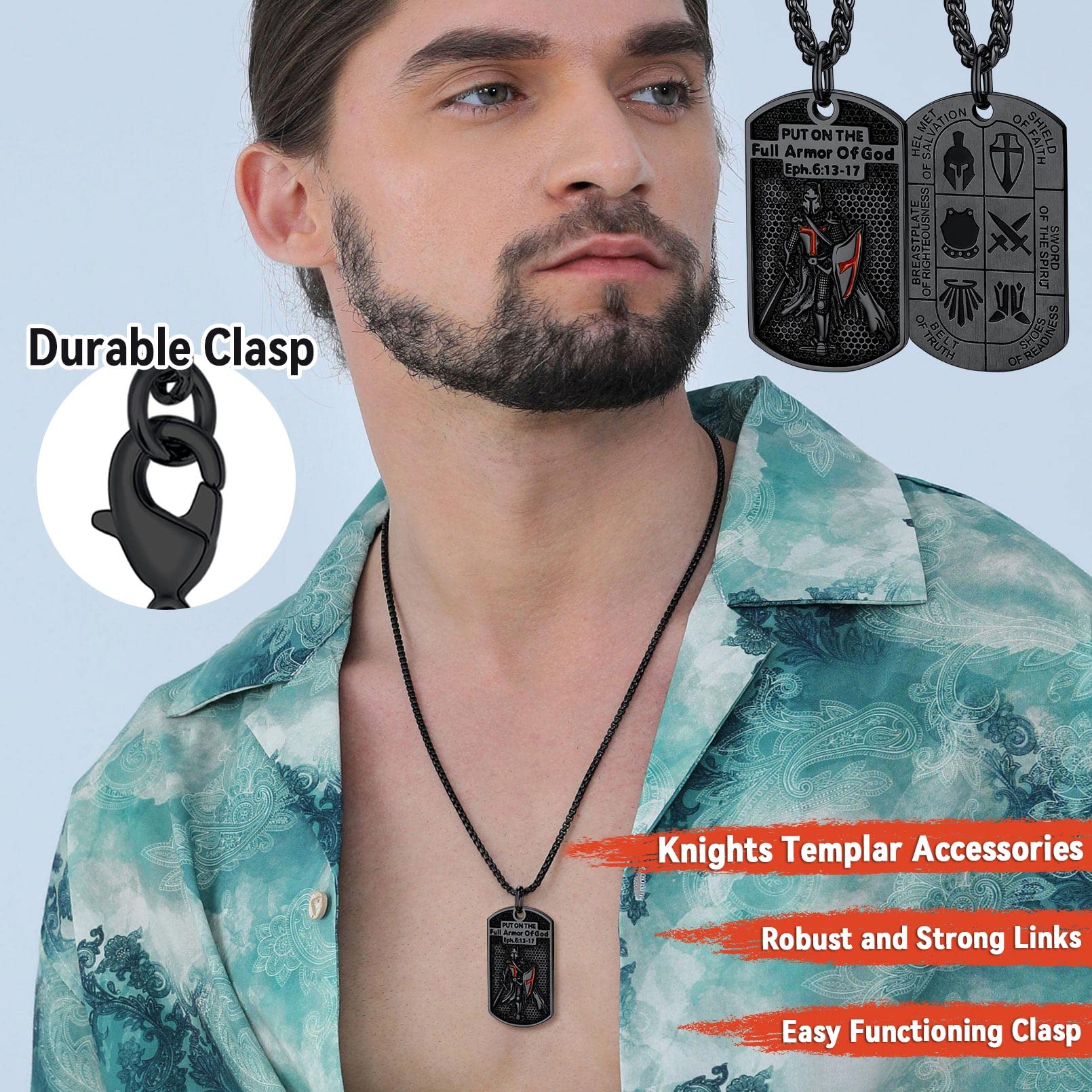 FaithHeart Knights Templar Seal Necklace Christ Fellow-Soldiers Jewelry for Men Women with Delicate Gift Packaging