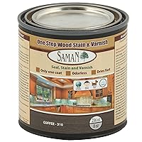 SamaN Interior One Step Wood Seal, Stain and Varnish – Oil Based Odorless Dye - Protection for Furniture and Fine Wood (Coffee SAM-310, 8 oz)