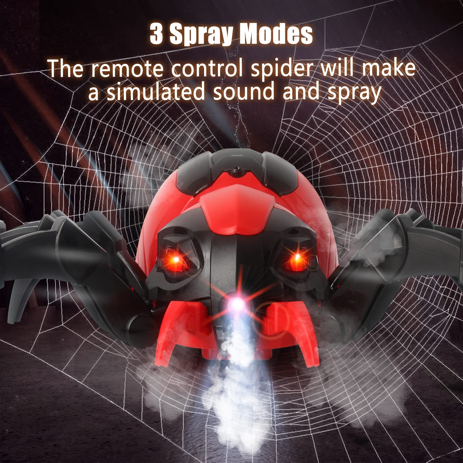 sumsync Remote Control Spider Kids Toys - Realistic RC Spider, Music Effect, LED Light, Toys for 3 4 5 6 7 8 9 10 11 12+ Year Old Boys/Girls, Gifts for Halloween Christmas Easter Birthday