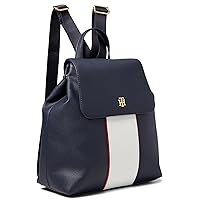 Tommy Hilfiger Chloe II Flap Backpack, Tommy Navy/White Greige/Tommy Red