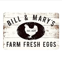 Personalized Farm Fresh Eggs Rustic Barnwood Look Metal Sign (8x12 Inches)