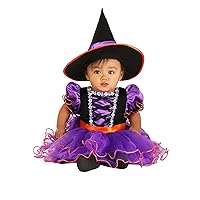 Purple Witch Infant Costume, Cute Witch Outfit for Infant Girls, Baby Witch Dress Halloween Costume with Skirt and Witch Hat