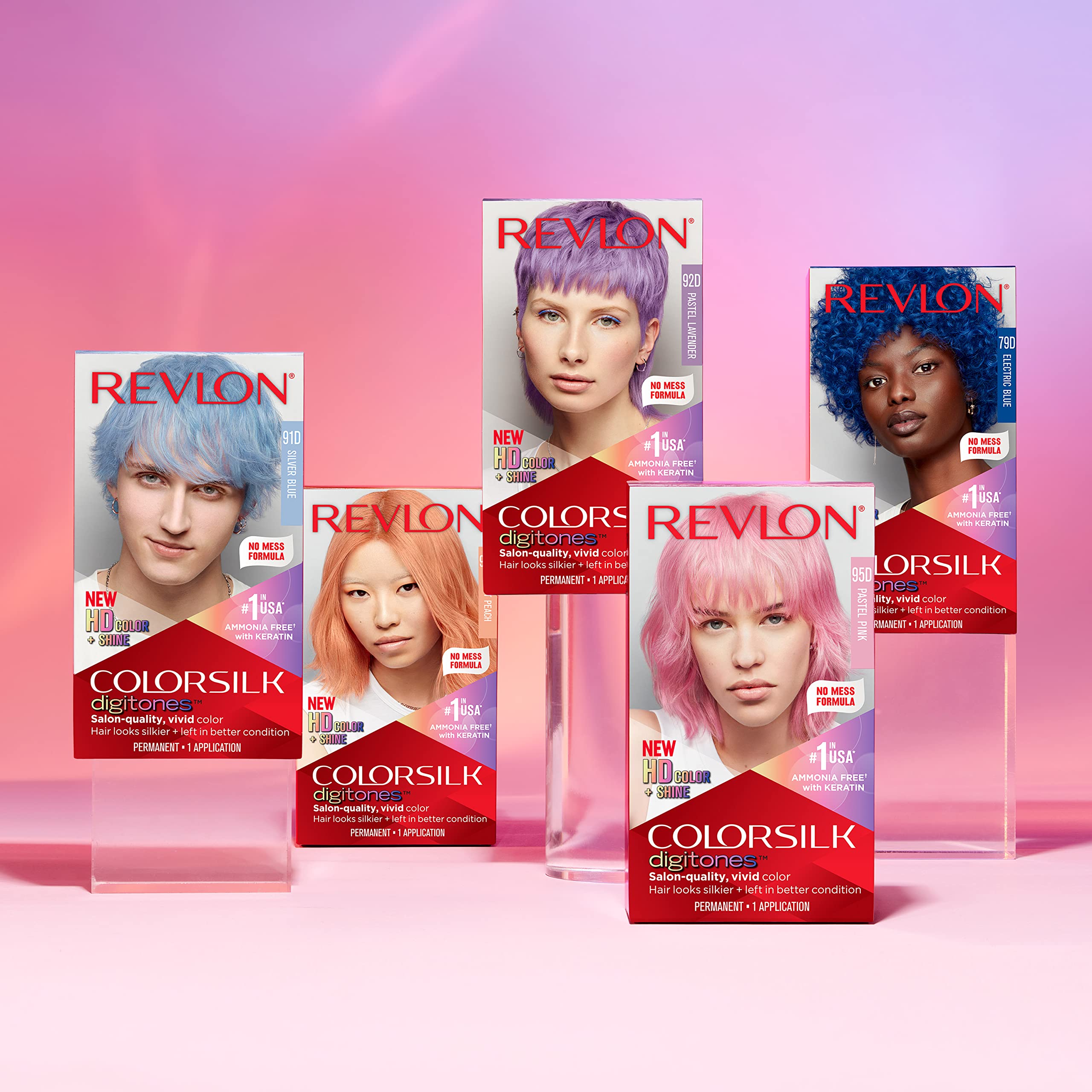 Revlon Permanent Hair Color ColorSilk Digitones with Keratin, 95D Pastel Pink (Pack of 1)