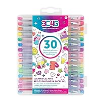 3C4G: 30 Scented Gel Pens - w/ 2 Color-in Snack Themed Sticker Sheets, 30 Different Vibrant Colors, Writing & Drawing, Three Cheers for Girls, Ages 6+