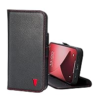 TORRO Leather Case Compatible with iPhone 14 Plus – Genuine Leather Wallet Case/Cover with Card Holder and Stand Function (Black)