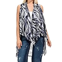 Women's Floral Print Kimono Cardigan Loose Open Front Lightweight Chiffon Vest Cardigan Cover up