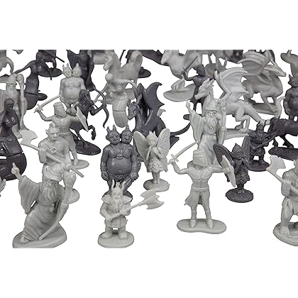 Monster Fantasy Creature Mini Action Figure Playset - 98pcs Toy Miniatures with 14 Unique Designs - Dragons,Wizards,Orcs, & More- XL 1/32 Scale Compatible with Dungeons and Dragons and other RPG Games