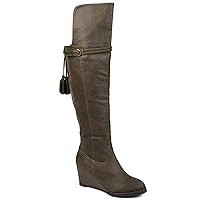 Journee Collection Womens Jezebel Boot Olive, 8 Wide Calf US