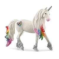 Schleich bayala, Unicorn Toys for Girls and Boys, Rainbow Love Unicorn Stallion with Glitter and Rhinestone Details, Ages 5+, Multicolor, 4.5 inch
