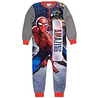 Marvel Spiderman Boys Onesie | Kids Grey All In One Superhero Fleece Jumpsuit Loungewear Pyjamas | Spider-Man Movie PJs