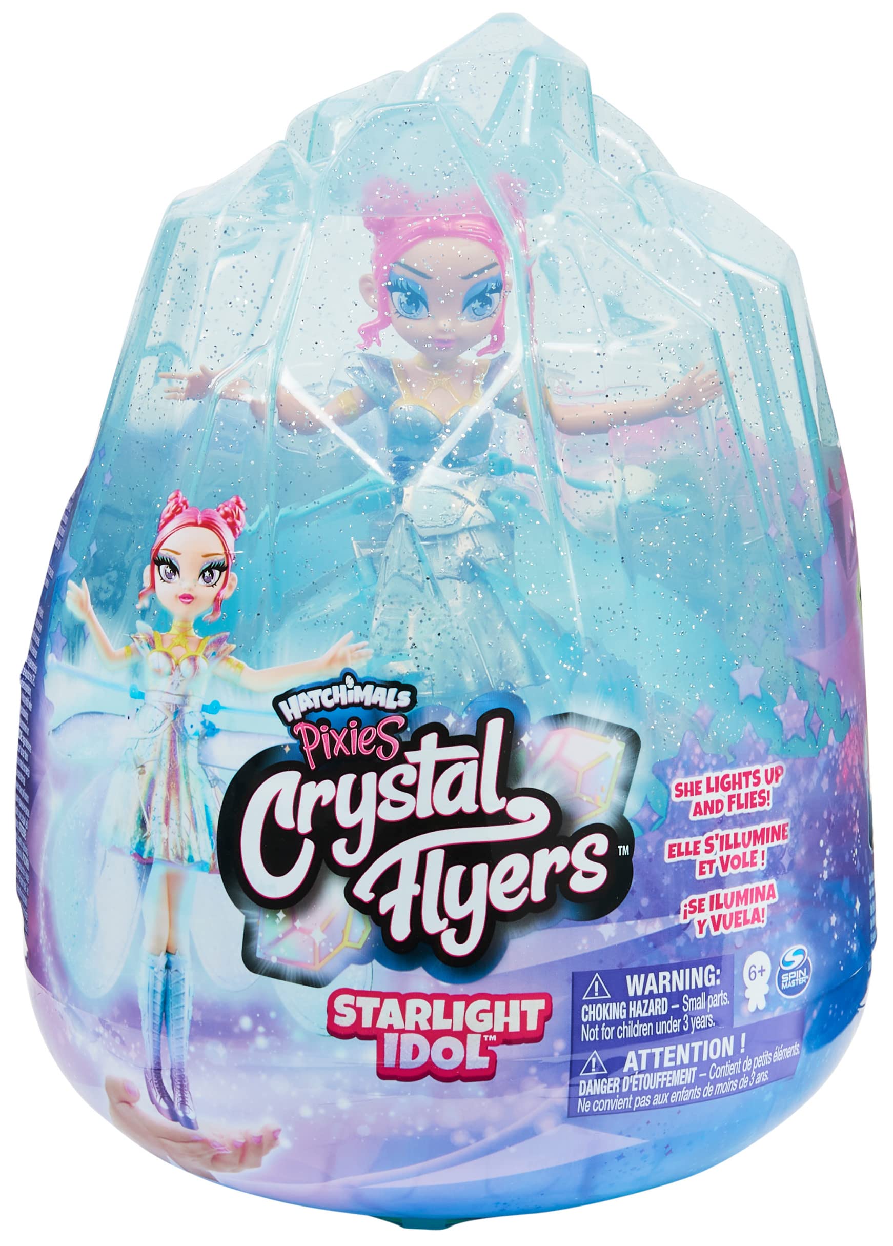 Hatchimals Pixies, Crystal Flyers Starlight Idol Magical Flying Pixie Toy Doll with Lights, Girls Gifts, Kids Toys for Girls Ages 6 and up