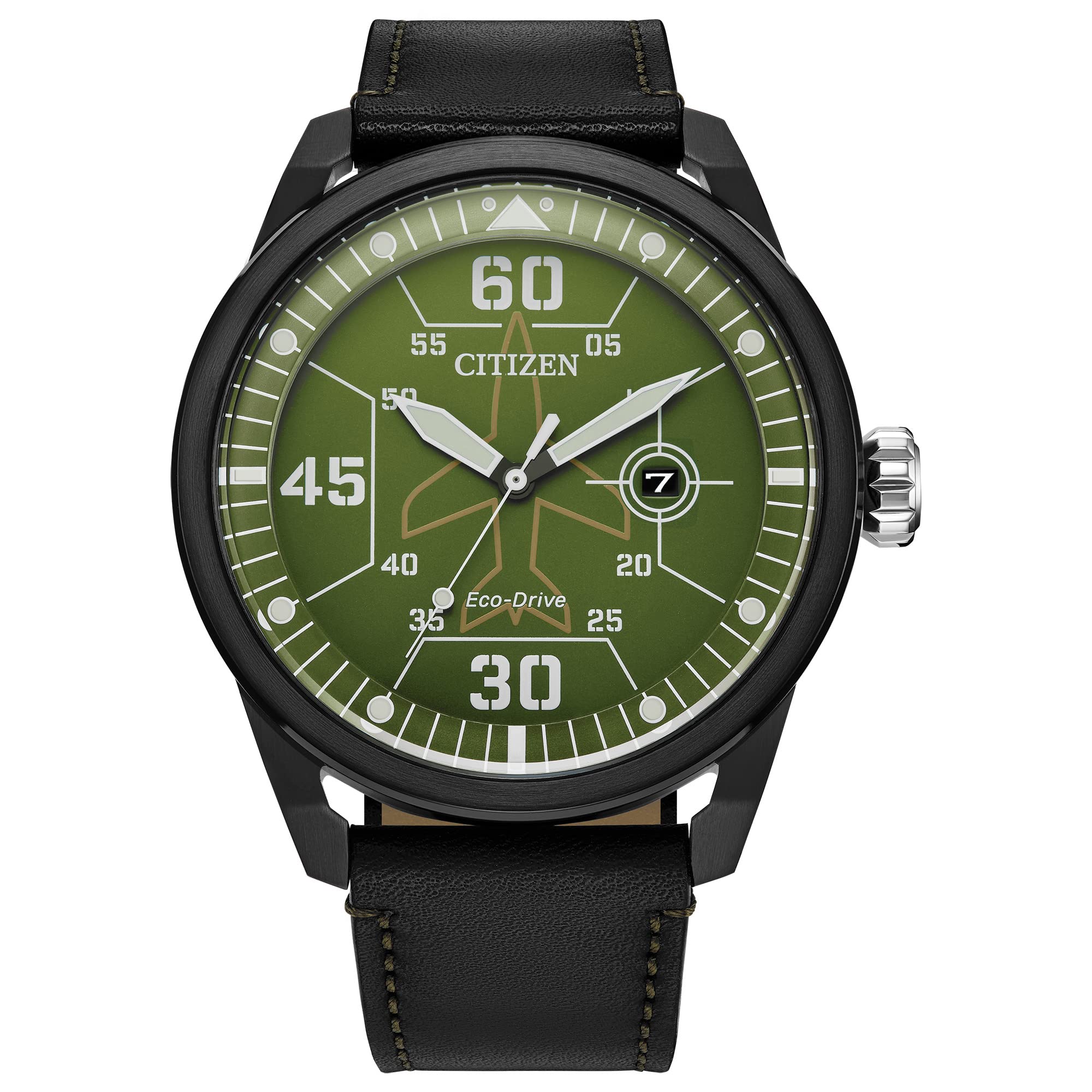 Citizen Men's Eco-Drive Sport Casual Avion Leather Strap Watch, 3-Hand Date