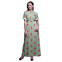 Bimba Rayon Printed Women's Long Maxi Summer Wear Dress Gown with Side Slit
