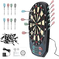 Electronic Dart Board with 12 Soft Tip Darts, LED Display Automatic Scoring Dartboard Sets for Adults, 100 Plastic Tips & Power Adapter Include