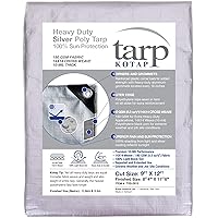 Kotap 9 x 12 Ft. Heavy-Duty Protection/Coverage Tarp, Superior Weave for Greater Longevity, 10-mil Multi-Use, Waterproof, TRS-0912, Silver (1-Pack)