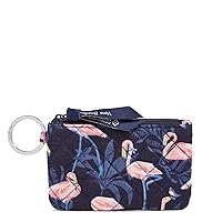 Cotton Zip Id Case Wallet, Flamingo Party
