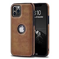 Classy Design Luxury Leather Phone Case for iPhone 11 Pro Max Non-Slip Grip Full Body Ultra Slim Protective Case (2019,6.5”) (Brown)