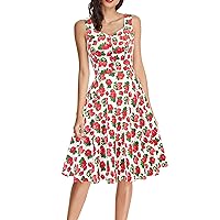 Belle Poque Women's 1950s Retro Vintage Sleeveless Homecoming Dresses Cocktail Party A-Line Dress for Summer
