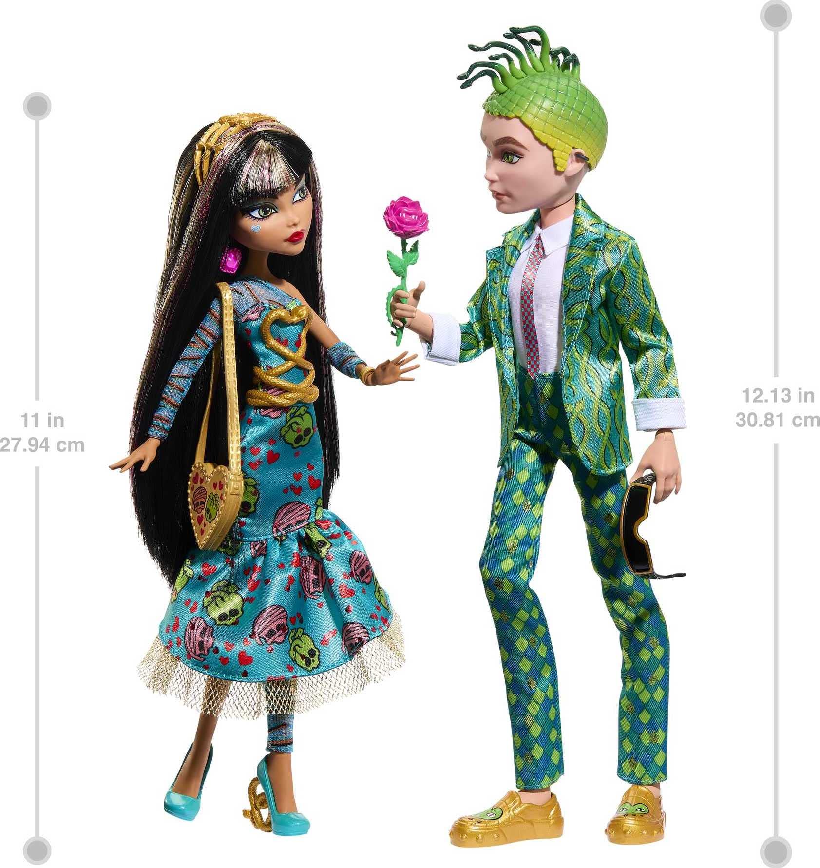 Monster High Dolls, Cleo De Nile and Deuce Gorgon Howliday Love Edition Collector 2-Pack with Valentine's Accessories