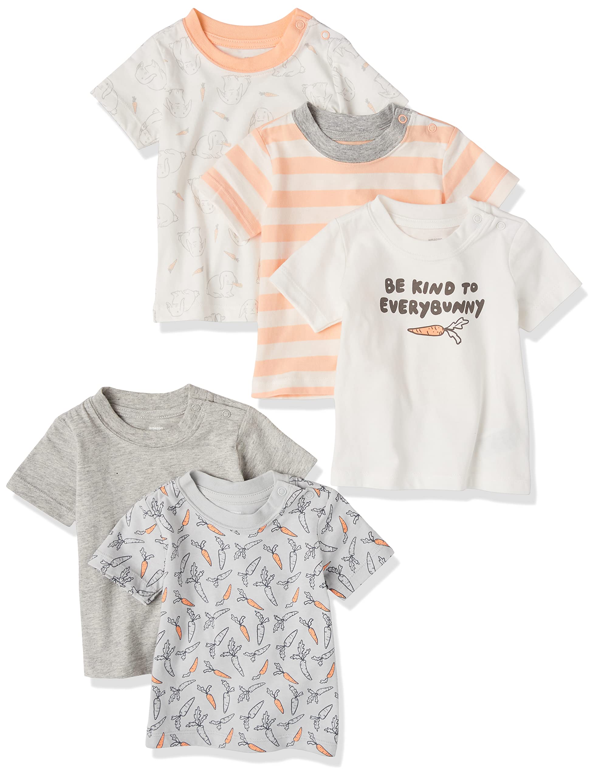 Amazon Essentials Baby Boys' Short-Sleeve Tee, Pack of 5