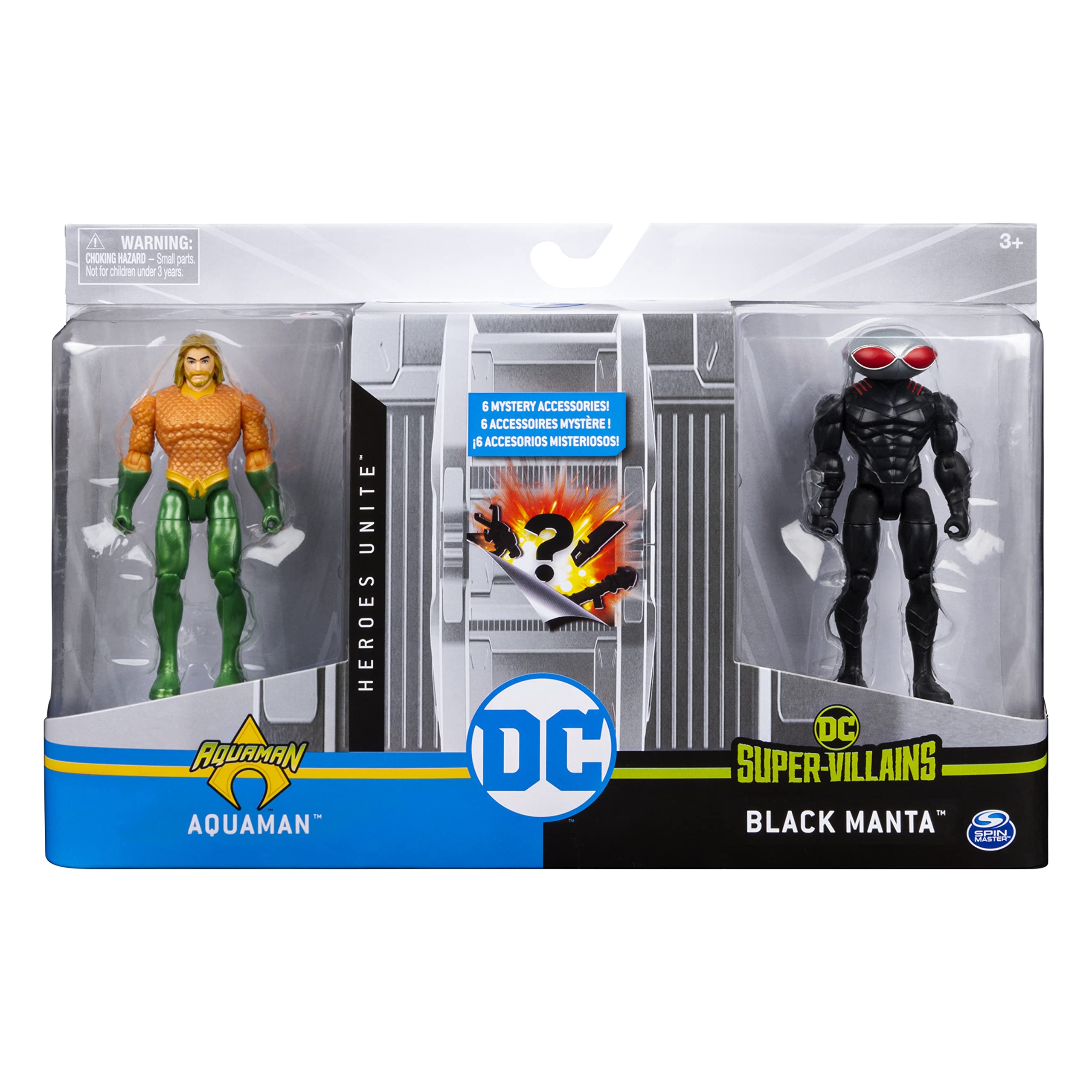 DC Comics, 4-Inch Aquaman vs. Black Manta Action Figure 2-Pack with 6 Mystery Accessories, Adventure 2