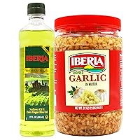 Iberia Extra Virgin Olive Oil & Sunflower Oil, 17 Fl Oz + Iberia Chopped Garlic in Water, 32 oz