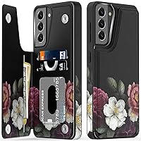 LETO Galaxy S21 Case,Flip Folio Leather Wallet Case Cover with Fashion Flower Designs for Girls Women,with Card Slots Kickstand Protective Phone Case for Samsung Galaxy S21 6.2
