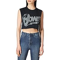 Goodie Two Sleeves David Bowie Distressed Logo Black Tank Shirt