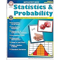 Mark Twain Media Statistics & Probability Math Workbook, Grades 5-12 Math Practice With Probabilities, Standard Deviation, Mean, Median, and Mode, STEM and Leaf Plots (80 pgs)