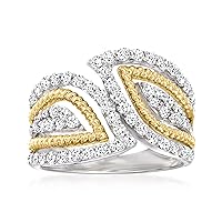Ross-Simons 1.00 ct. t.w. Diamond Bypass Ring in Sterling Silver With 14kt Yellow Gold. Size 8