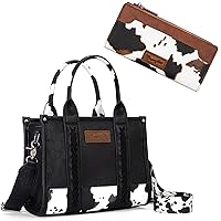 Wrangler Cow Print Tote Handbag and Bifold Credit Card Wallet Set
