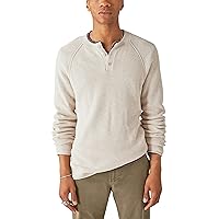 Lucky Brand Men's Cloud Soft Henley Sweater, Straw Heather, X-Large