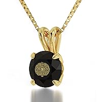 Gold Plated Christian Necklace with Psalm 23 24k Gold Inscribed on Black Pendant, 18