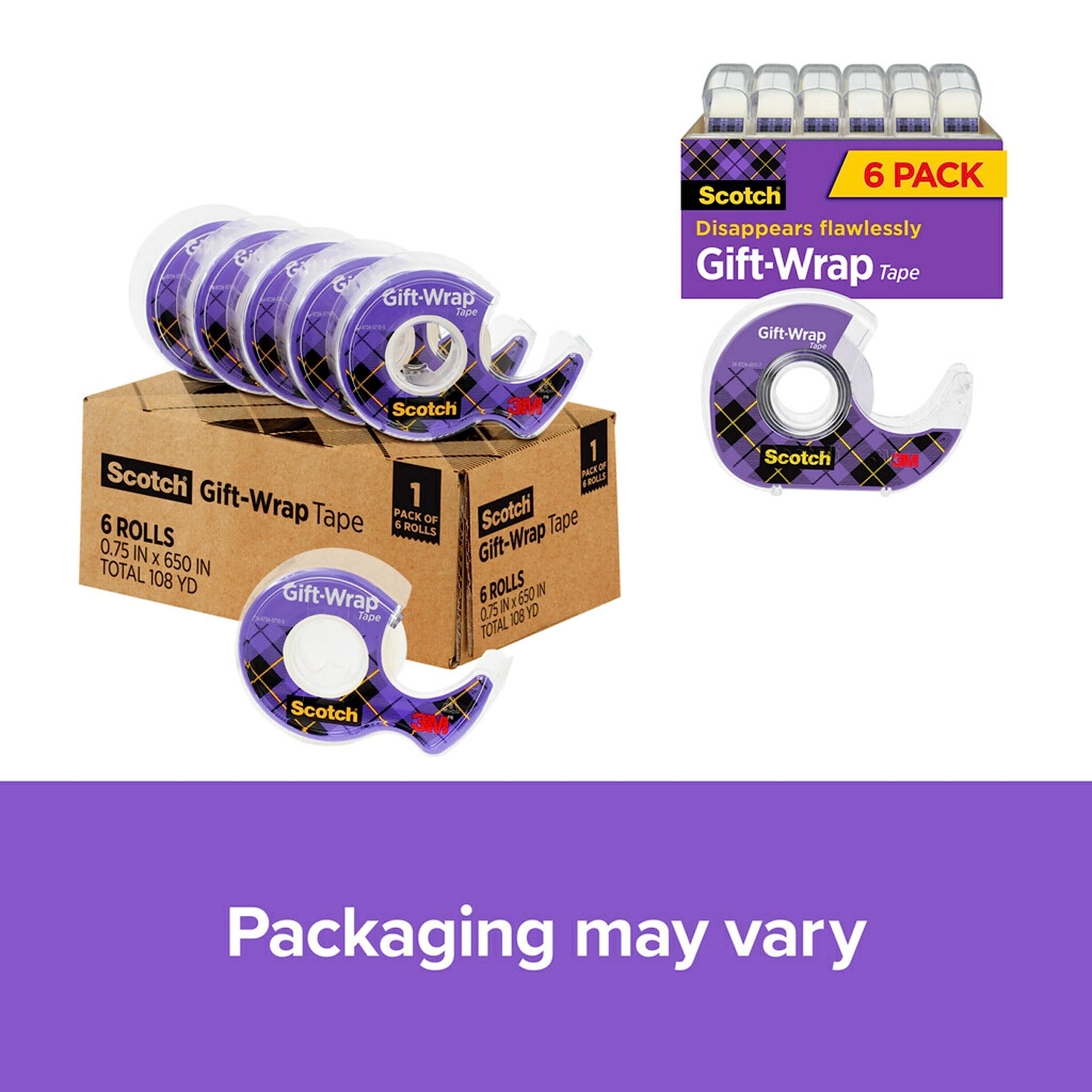 Scotch Gift-Wrap Tape, 3/4 in x 650 in, 6 Dispensers/Pack
