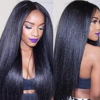Glueless 10a Brazilian Virgin Human Hair Italian Yaki Full Lace Wigs with Baby Hair for Black Women Natural Black Color Bleached Knots
