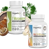 Organixx 7 Mushroom Organic Mushroom Supplement (60 Vegetarian Capsule) & Multi-Vita-Maxx Whole Food Multivitamin (90 Gel Capsules)