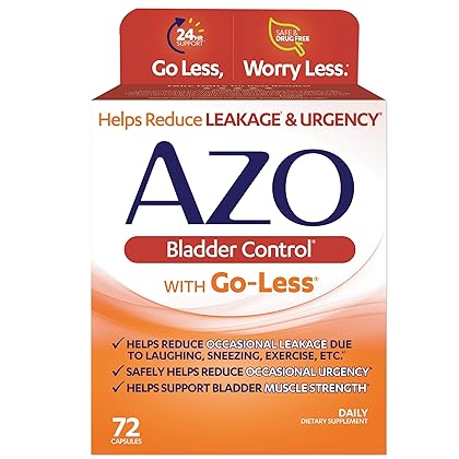 AZO Bladder Control with Go-Less Daily Supplement | Helps Reduce Occasional Urgency* | Helps reduce occasional leakage due to laughing, sneezing and exercise††† | 72 Capsules