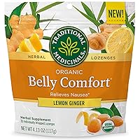 Traditional Medicinals Organic Belly Comfort Lemon Ginger Lozenges - Nausea Relief - 30 Count (Pack of 1)