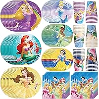 Princess Birthday Party Supplies 120pcs Disposable Princess Paper Plates and Napkins for Party Decorations Cups for Boys Girl Birthday Decor, Serve 30