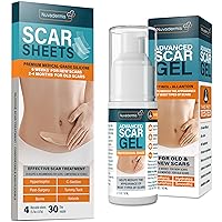NUVADERMIS Silicone Scar Sheets & Scar Cream Gel - C-Section, Tummy Tuck, Keloid, Acne Removal Treatment - Advanced Post Surgery Supplies - Scars Removal Treatment