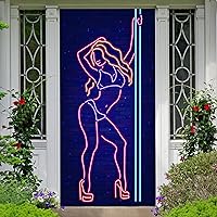 Neon Pole Dance Banner Backdrop Hot Show Hot Sexy Girl Dancing Theme Door Decor for Girls Bachelorette Bridal Shower Wedding Night Birthday Party Favors Decorations Supplies 35.4x72.8in-BECKTEN