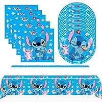 Blue Stitch Birthday Party Tableware Set Stitch Birthday Table Decorations Stitch Birthday Party Supplies for 20 Guests