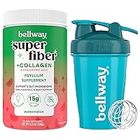 Bellway Super Fiber Powder + Collagen, Watermelon Shaker Bottle Bundle