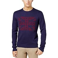 Ben Sherman Mens Union Jack Knit Sweater, Blue, Large